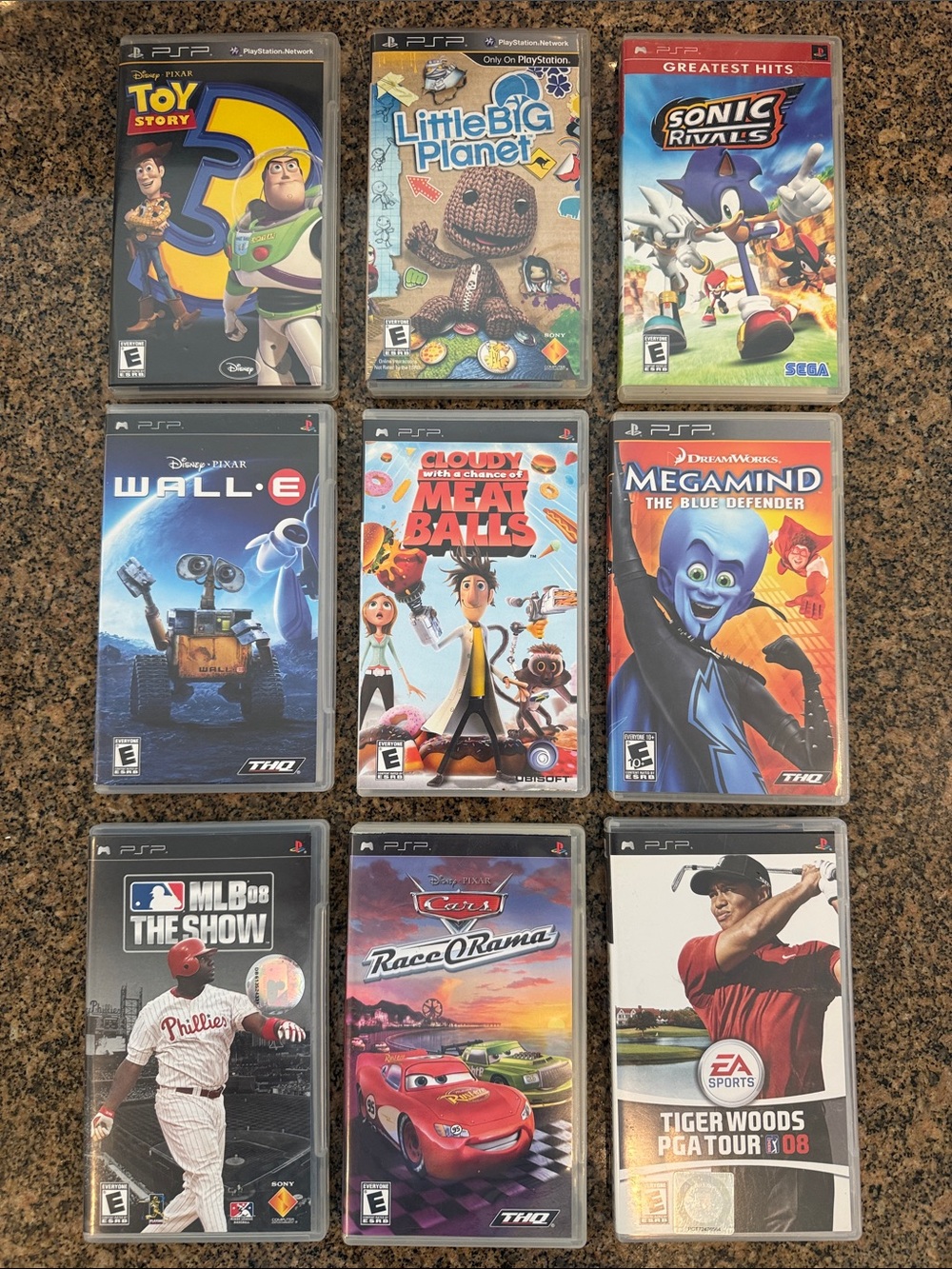 PSP Games lot-9 Games-Toy Story 3, LittleBig Planet, Sonic Rivals, WALL-E + More